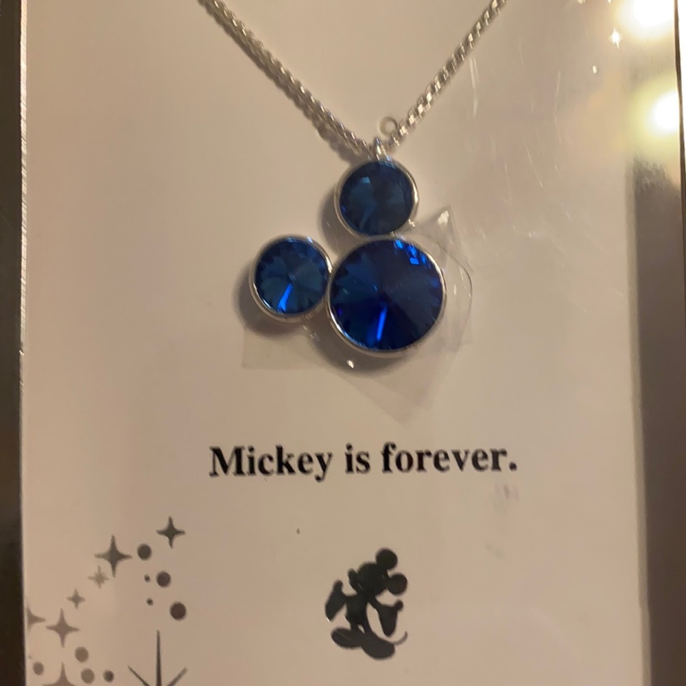 Blue crystal Mickey necklace